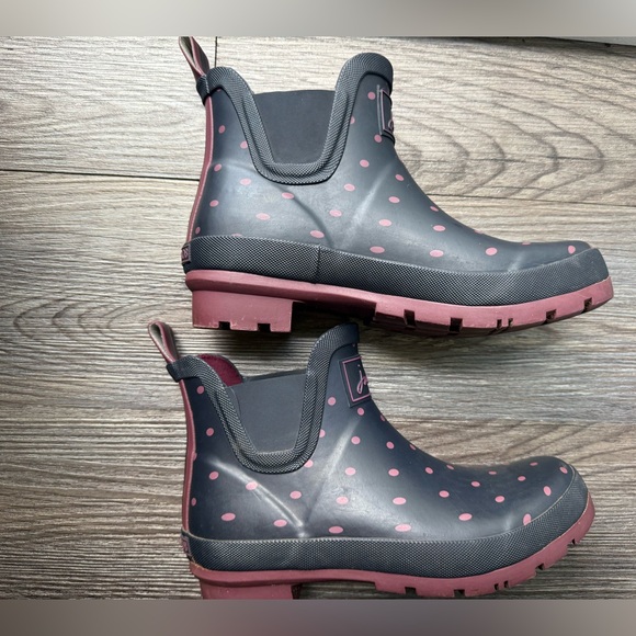 Joules Wellibob Polka Dot Rain Boots woman’s size 6 - Picture 3 of 8